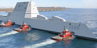 US Navy Launches Its Futuristic $8 Billion Stealth Ship Out of